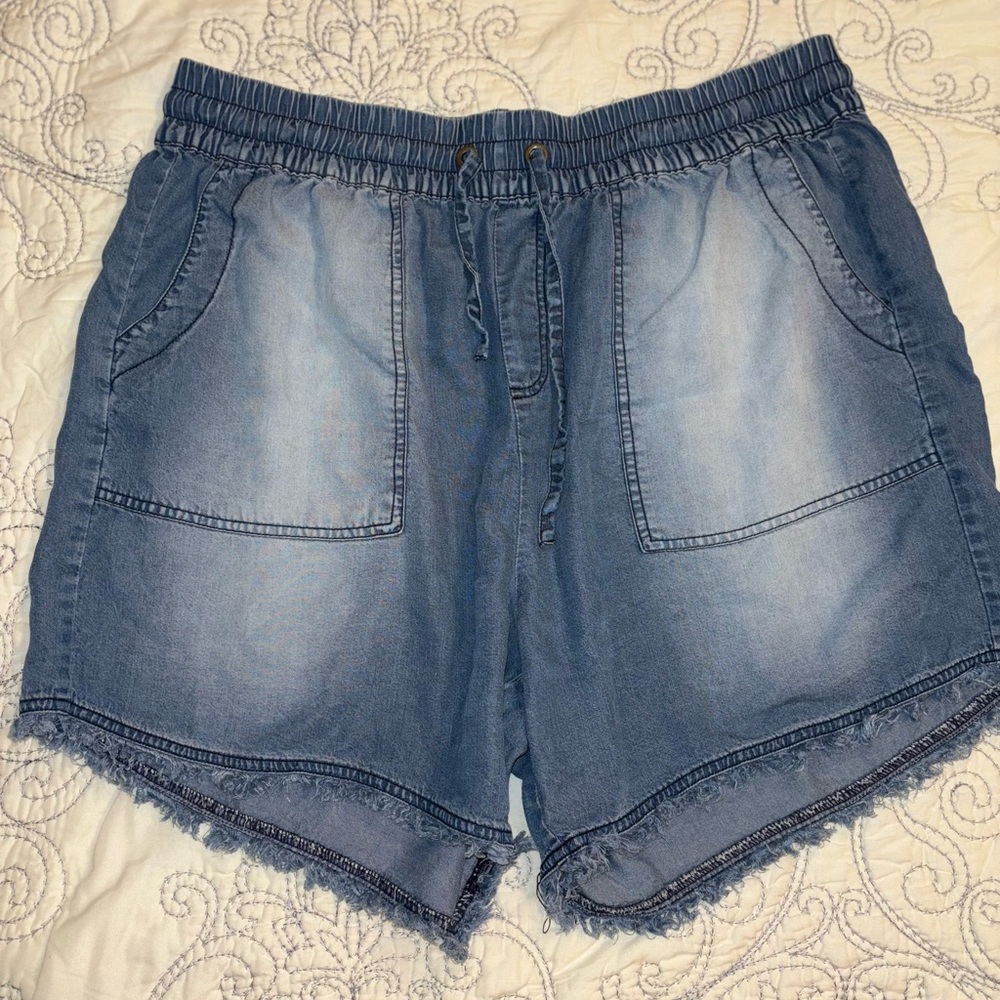 Women’s fringe denim shorts, plus size 3X EUC